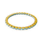 Orbita necklace, Square cut crystal, Multicolored, Gold-tone plated